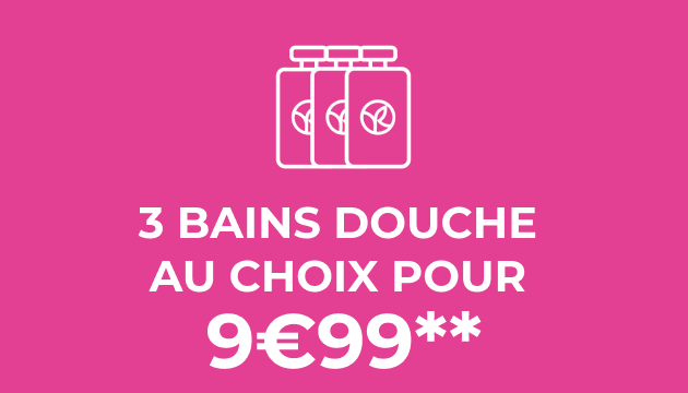3 bains douche au choix pour 9,99€**